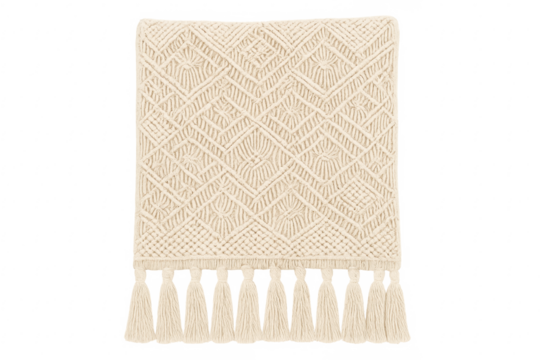 Handmade macrame throw blanket with tassels
