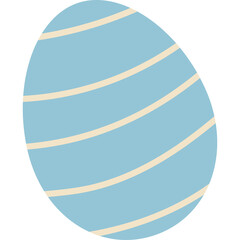 Light Blue Easter Egg With Cream Stripes Transparent Background