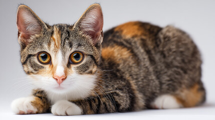 Curious Calico Cat Ready to Pounce