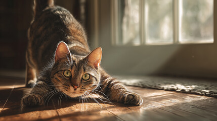 Playful Stretching Cat