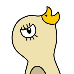 cartoon doodle bird illustration isolated on white background