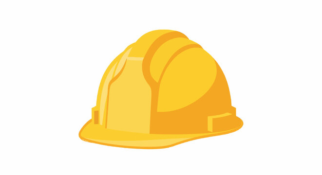 Vector icon of a yellow construction helmet, safety hard hat symbol for builders and engineers.