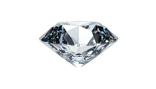 Faceted gem, brilliant cut, sparkles against a black background