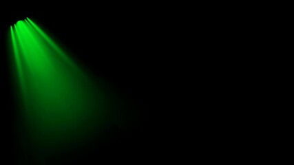 green lights animation with transparent Alpha background, animated green spot light on dark left conner top light