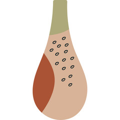 Modern Ceramic Vase Illustration with Abstract Geometric Pattern in Earthy Tones and Transparent Background