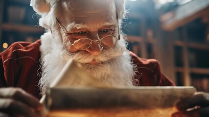 Elderly Man Reading Intently with Glasses in Cozy Indoor Setting - Powered by Adobe