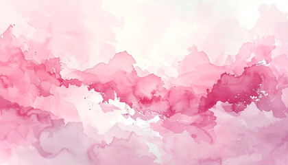 Fototapeta premium A dreamy abstract background of flowing pink watercolor washes creating a soft, cloud-like texture.