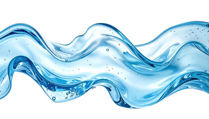 Wavy, transparent water flow with bubbles on a black backdrop