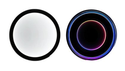 Two circular lights, one blank, one ringed