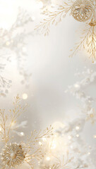 Luxury Christmas background golden ornaments bokeh lights white and gold palette premium style