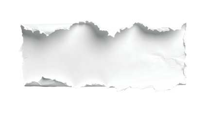 Torn, crumpled piece of white paper floating on black