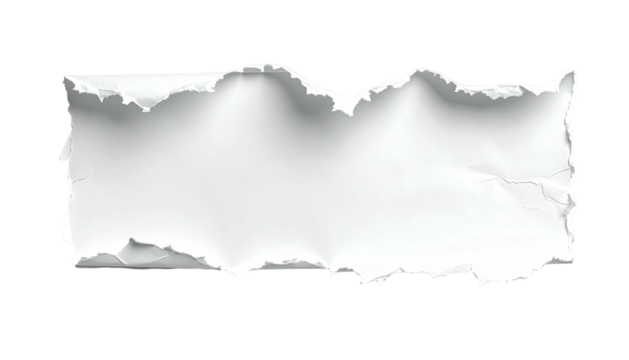 Torn, crumpled piece of white paper floating on black