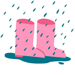 pink rubber boots