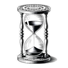 Vintage hourglass with sand flowing from top to bottom © ABDULLA