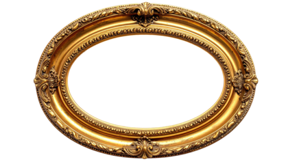 Ornate golden oval frame against a black backdrop