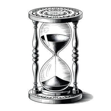 Vintage hourglass with sand flowing from top to bottom