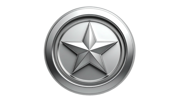 Silver badge featuring a centered five-point star - Powered by Adobe