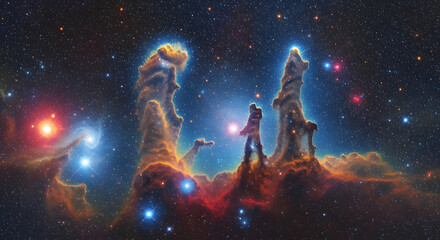 Wide View of the Pillar's of Creation in the Eagle Nebula