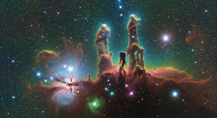 Wide View of the Pillar's of Creation in the Eagle Nebula