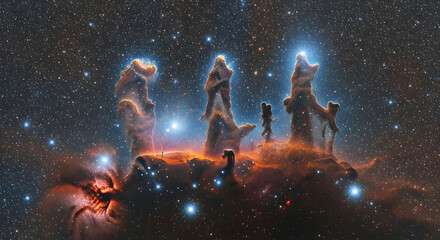 Wide View of the Pillar's of Creation in the Eagle Nebula
