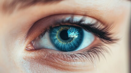 Obraz premium Close-up action of an eye focused on details human anatomy captured in natural light artistic viewpoint exploring perception