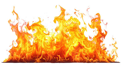 Roaring flame wall, shades of orange, yellow on a black background