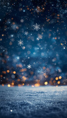 Obraz premium christmas background empty space snowflakes stars bokeh lights