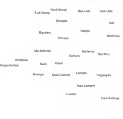 DEMOCRATIC REPUBLIC OF THE CONGO MAP with its administrative divisions and regions