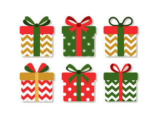 Gift box set with Christmas chevron pattern