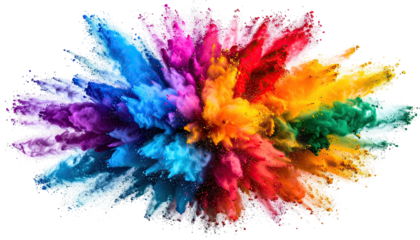 Colorful explosion of pigments shooting outwards, vibrant