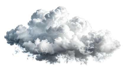 Fluffy white cumulus cloud isolated on black background