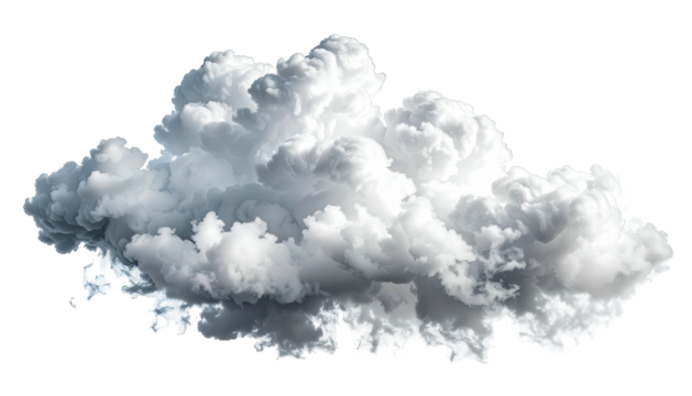 Fluffy white cumulus cloud isolated on black background