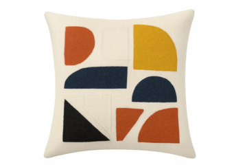 Decorative cushion with colorful abstract geometric shapes