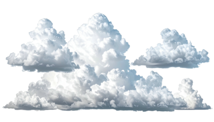 Cumulus puffball cloud cluster isolated against a black backdrop