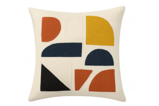 Decorative cushion with colorful abstract geometric shapes