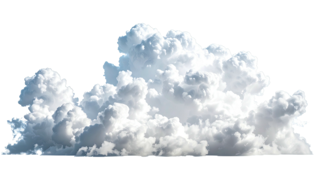 Cumulus cloud formation, fluffy and white, against black