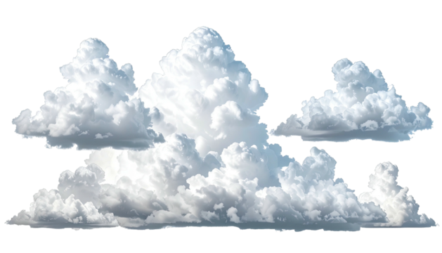 Cumulus puffball cloud cluster isolated against a black backdrop