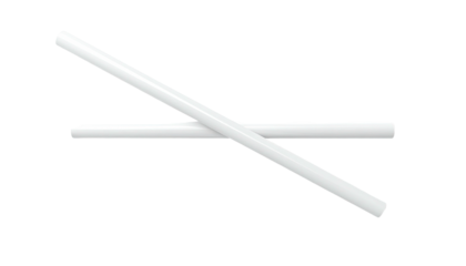 Two white, cylindrical rods crossing on black