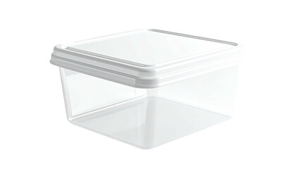 Transparent square plastic container with a secure fitting lid