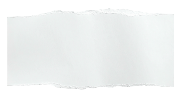 Torn piece of white paper, rough edges, blank rectangle shape