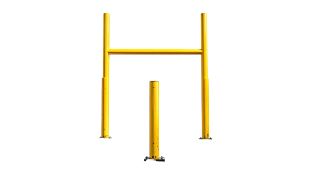 Yellow metal structure against a black background