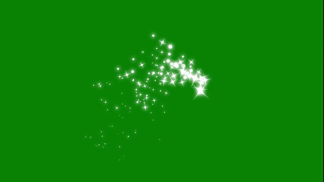 Pixie Dust Sparkle, glitter star trail animation, glowing white twinkle sparkle doodle flashes, kawaii star pop motion graphic, shining magic dust particles on green screen 4k loop overlay