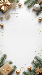 high quality christmas tree gift box copyspace light ornaments white background