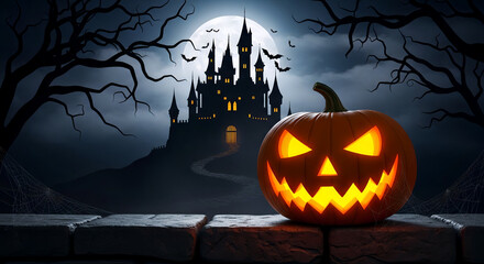 halloween background with pumpkin isolated clipart
