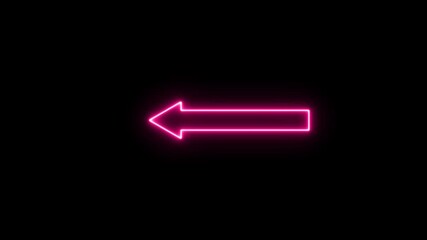 Pink Neon Arrow Pointing Left on a Black Background direction symbol