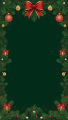 Naklejka premium high quality christmas tree gift box copyspace light ornaments green background