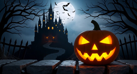 halloween background with pumpkin and bats elegant design background
