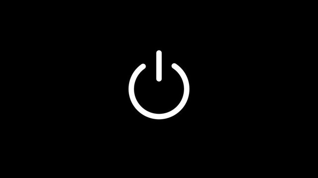 White Power Button Symbol on a Black Background on off icon