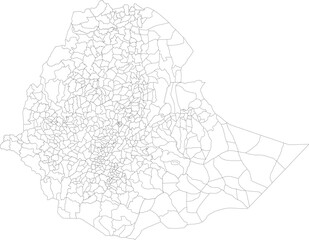 ETHIOPIA MAP with its administrative divisions and regions