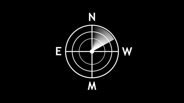 Directional compass icon illustration.4k video animation